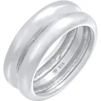 Elli Partnerring PREMIUM "Ring Bandring Double Unisex 925 Ring rhodiniert" Gr. 66, silber, Fingerringe, Damen, 66, Silber 925 (Sterlingsilber), Partnerring