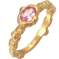 Haze&Glory Silberring "Ring Synthetischer Saphir Pink 925 Sterling Silber vergoldet" Gr. 58, gold, Fingerringe, Damen, 58, Silber 925 (Sterlingsilber), Silberring