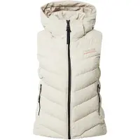 Superdry für Damen. W5011560A Steppweste aus Mikrofaser mit beiger Kapuze (M), Lässig, Recyceltes Polyester, Nachhaltig