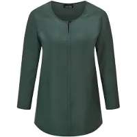 Goldner Viskosebluse mit 3/4-Ärmeln, Rundhals in grün | Gr.: 44