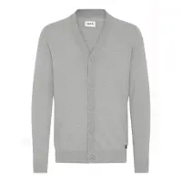 !Solid Strickjacke SOLID "Strickjacke SDAkalma", Herren, Gr. M, grau (gray melange), Obermaterial: 70% Baumwolle CO recyc.. 30% Polyester Pol. recyc.., Strickjacken Strickjacke
