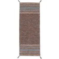 Carpetfine Teppich "Kelim Azizi, auch als Läufer erhältlich", braun, B:80cm H:5mm L:500cm, Baumwolle, Teppiche, Teppich, handgewebt, Baumwolle, Wendeteppich mit Fransen, Fleckerl, Wohnzimmer