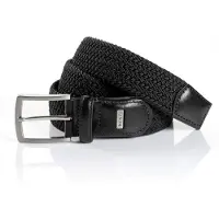 MONTI Flechtgürtel "HAMBURG", Herren, Gr. 100, schwarz (schwarz uni), Materialmix, Flechtoptik, Gürtel Flechtgürtel, 3,5 cm breit, Elastischer Flechtgürtel, Casual-Business-Sportiv