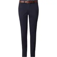 Jack & Jones Chinohose "JPSTMARCO FRANCO CHINO W BELT", Herren, Gr. 31, Länge 30, blau (schwarz navy), Web, Obermaterial: 98% Baumwolle, 2% Elasthan, unifarben, slim fit knöchellang, Hosen Chinohose