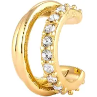 Elli Ohrklemme "Ohrringe Earcuff Single Glas Kristalle Weiß 925 Sterling Silber" Gr. 14, gold, Ohrringe, Damen, 14, Silber 925 (Sterlingsilber), Ohrklemme