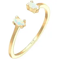 Elli Silberring "Ring mit Opal Oval Offen Verstellbar 925 Silber", gold, Fingerringe, Damen, Silber 925 (Sterlingsilber), Silberring