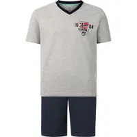 Jan Vanderstorm Shorty "Kurzer Schlafanzug EDIN", Herren, Gr. 5XL, grau (grau melange), Obermaterial: 88% Baumwolle CO. 12% Polyester COOLMAX PES(Coolmax)., Homewear-Sets Shorty