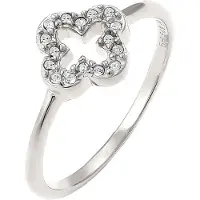 Elli Silberring "Ring Kleeblatt Weiß 925 Sterling Silber, mit Kristallen von Swarovski" Gr. 54, silber, Fingerringe, Damen, 54, Silber 925 (Sterlingsilber), Silberring