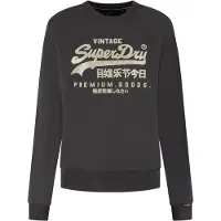 Superdry für Damen. W2012399A Sweatshirt Verschönertes Vintage Logo schwarz (XS), Lässig, Baumwolle