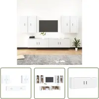 The Living Store 6-tlg. TV-Schrank-Set Weiß Holzwerkstoff