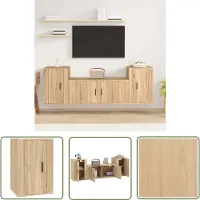 The Living Store 3-tlg. TV-Schrank-Set Sonoma-Eiche Holzwerkstoff