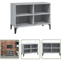 The Living Store TV-Schrank mit Metallbeinen Grau Sonoma 69,5x30x50 cm