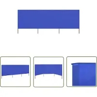 The Living Store 3-teiliges Windschutzgewebe 400 x 80 cm Azurblau