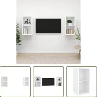The Living Store TV-Wandschränke 2 Stk. Weiß Holzwerkstoff