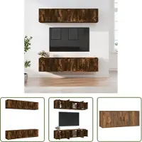 The Living Store 6-tlg. TV-Schrank-Set Räuchereiche Holzwerkstoff