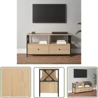The Living Store TV-Schrank Sonoma-Eiche 90x33x45 cm Holzwerkstoff & Eisen