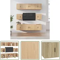 The Living Store 8-tlg. TV-Schrank-Set Sonoma-Eiche Holzwerkstoff