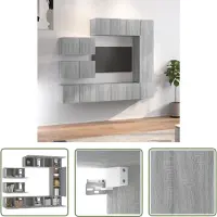 The Living Store 8-tlg. TV-Schrank-Set Grau Sonoma Holzwerkstoff
