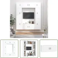 The Living Store 8-tlg. TV-Schrank-Set Weiß Holzwerkstoff