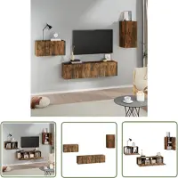 The Living Store 4-tlg. TV-Schrank-Set Räuchereiche Holzwerkstoff