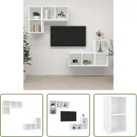 The Living Store TV-Wandschränke 4 Stk. Weiß Holzwerkstoff