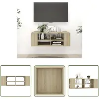 The Living Store TV-Wandschrank Sonoma-Eiche 102x35x35 cm Holzwerkstoff