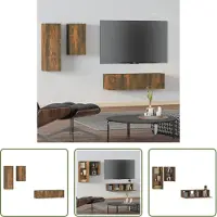 The Living Store 4-tlg. TV-Schrank-Set Räuchereiche Holzwerkstoff