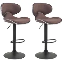 CLP 2er Set Barhocker Las Vegas V2 Stoff mit Fußstütze - Farbe: braun, Gestellfarbe: schwarz