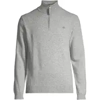 Gant für Herren. 87213 Pullover aus sehr feiner Schafwolle mit grauem halben Reißverschluss (XXL), Lässig