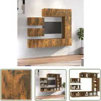The Living Store 8-tlg. TV-Schrank-Set Räuchereiche Holzwerkstoff