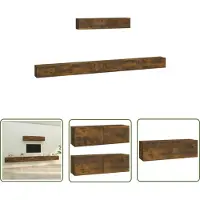 The Living Store 6-tlg. TV-Schrank-Set Räuchereiche Holzwerkstoff