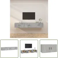The Living Store TV-Wandschränke 3 Stk. Betongrau 80x34,5x40 cm