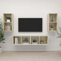 The Living Store TV-Wandschränke 4 Stk. Sonoma-Eiche Holzwerkstoff