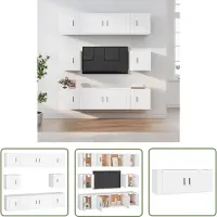 The Living Store 8-tlg. TV-Schrank-Set Weiß Holzwerkstoff