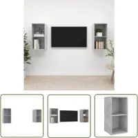 The Living Store TV-Wandschränke 2 Stk. Betongrau Holzwerkstoff