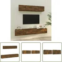 The Living Store 4-tlg. TV-Schrank-Set Räuchereiche Holzwerkstoff