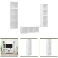 The Living Store 3-tlg. TV-Schrank-Set Weiß Holzwerkstoff