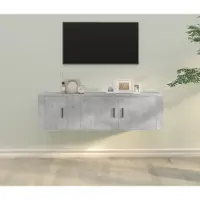 The Living Store 2-tlg. TV-Schrank-Set Betongrau Holzwerkstoff