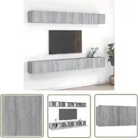 The Living Store 8-tlg. TV-Schrank-Set Grau Sonoma 60x30x30 cm Holzwerkstoff