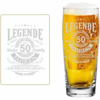 Luxentu Bierglas "Willi Becher Bierglas mit Gravur Legende seit 50 Jahren 0,5 l transparent", bunt (transparent), 1 tlg., Glas, Trinkgefäße, Bierglas