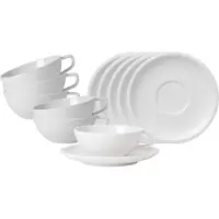 Villeroy & Boch Tasse "Teetassen mit Untertassen Artesano Original 120 ml 6er Set weiß", weiß, B:15,6cm H:6,9cm Ø:15,6cm, Porzellan, Trinkgefäße, Tasse, Spülmaschinengeeignet, Mikrowellengeeignet
