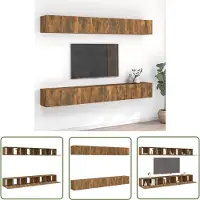 The Living Store 8-tlg. TV-Schrank-Set Räuchereiche 60x30x30 cm Holzwerkstoff