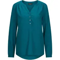 Goldner Elegante Viskosebluse mit V-Ausschnitt in petrol | Gr.: 54