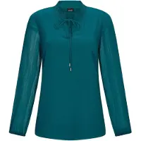 Goldner Kurzgröße: Elegante Jersey-Bluse mit Rundhals in petrol | Gr.: 20