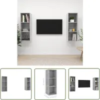 The Living Store TV-Wandschränke 2 Stk. Betongrau Holzwerkstoff