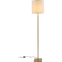 Lux.pro Stehleuchte 'Fildholm' mit Stoffschirm und Metallgestell 157 cm Messingfarben / Leinenoptik