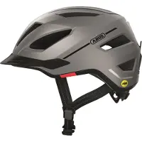 ABUS Stadthelm Pedelec 2.0 MIPS - Fahrradhelm mit Rücklicht, chirm, Regenhaube und MIPS-Aufprallschutz - für Damen und Herren - Silber Matt, Größe M (52-57 cm)