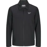 Jack & Jones Langarmhemd "JCOAERO SHIRT JACKET LS NOOS", Herren, Gr. S, N-Gr, schwarz, Web, Obermaterial: 92% Polyester, 8% Elasthan, unifarben, relaxed fit, Hemden Langarmhemd, mit Reißverschluss