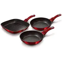 Berlinger Haus BH/1289NF, Frittierset, Burgund, Aluminium, Marmor, Rot, Ergonomisch, Soft Touch