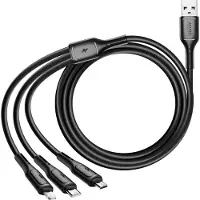 Wiwu - Starlink Series USB Kabel Wi-045E 3in1 USB A zu USB C, Micro USB, Lightning 3.1A 1m - schwarz